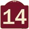 Signmission Designer Series Sign W/ Number 14, Burgundy Heavy-Gauge Aluminum Sign, 18" x 18", BU-1818-22908 A-DES-BU-1818-22908 - alternate 1
